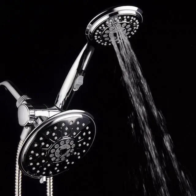 Alt view image 5 of 7 - 30-Setting Ultra-Luxury 6 inch Rainfall Shower Head & Handheld 3-way Combo with Water Saving Pause Switch and Stainless Steel Hose/Enjoy Separately or Together! Premium All Chrome Finish