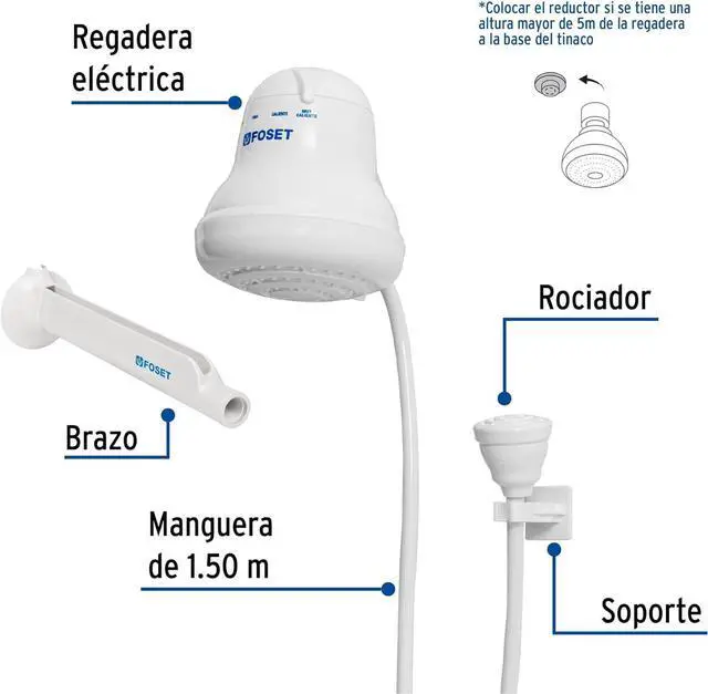 Alt view image 3 of 6 - 49491 Electric Shower Head - Instant Hot Water, 4 Temperature Levels - Hand Shower Head with 5 ft Hose Included