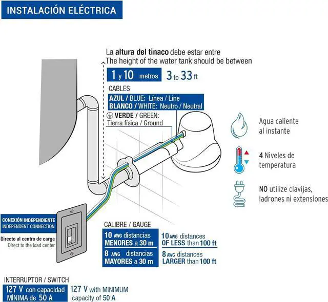Alt view image 4 of 6 - 49491 Electric Shower Head - Instant Hot Water, 4 Temperature Levels - Hand Shower Head with 5 ft Hose Included