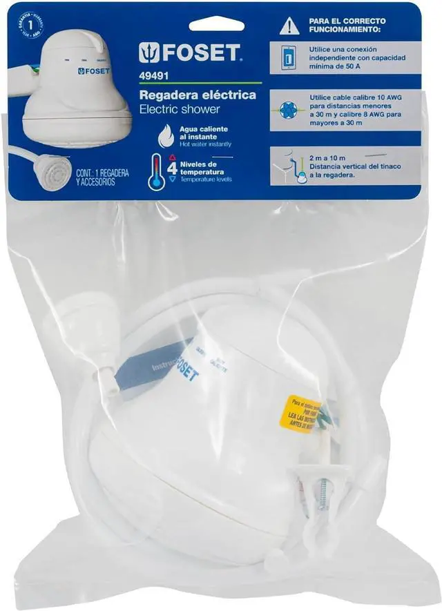 Alt view image 6 of 6 - 49491 Electric Shower Head - Instant Hot Water, 4 Temperature Levels - Hand Shower Head with 5 ft Hose Included