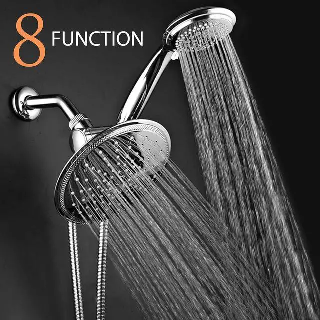 Alt view image 3 of 7 - Dream Spa 3-way 8-Setting Rainfall Shower Head and Handheld Shower Combo (Chrome). Use Luxury 7-inch Rain Showerhead or 7-Function Hand Shower for Ultimate Spa Experience!