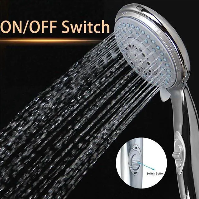 Alt view image 4 of 7 - HauSun Handheld Shower Head with On/Off Switch - 5 Spray Settings 6.5 Feet Extra Long Hose High Pressure with Bathroom Faucet Kit - Universal Adapter Holder Mount for Wall,Chrome Finish