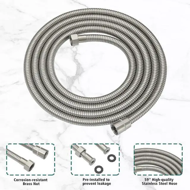 Alt view image 7 of 7 - Homipro Chrome Brass 2 In 1 Function High Flow Handheld Shower Head Set High Pressure 7 Inch Chrome Finish Shower Head Sprayer Hand Shower Wand with 59 Inch Hose Bracket