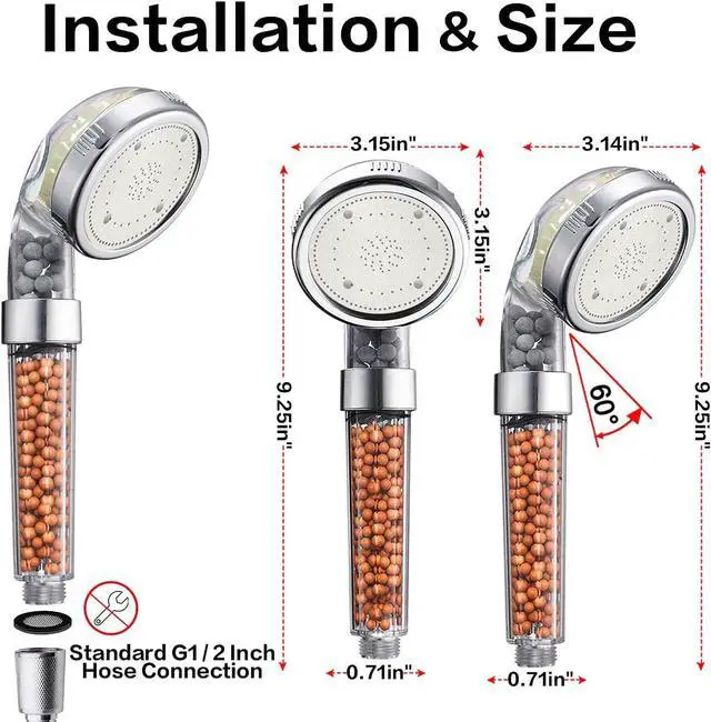 Alt view image 7 of 7 - Nosame? Led Shower Head with Hose and Bracket Filter Filtration High Pressure Water Saving 7 Colors Automatically No Batteries Needed Spray Handheld Showerheads 1.6 GPM for Dry Skin & Hair