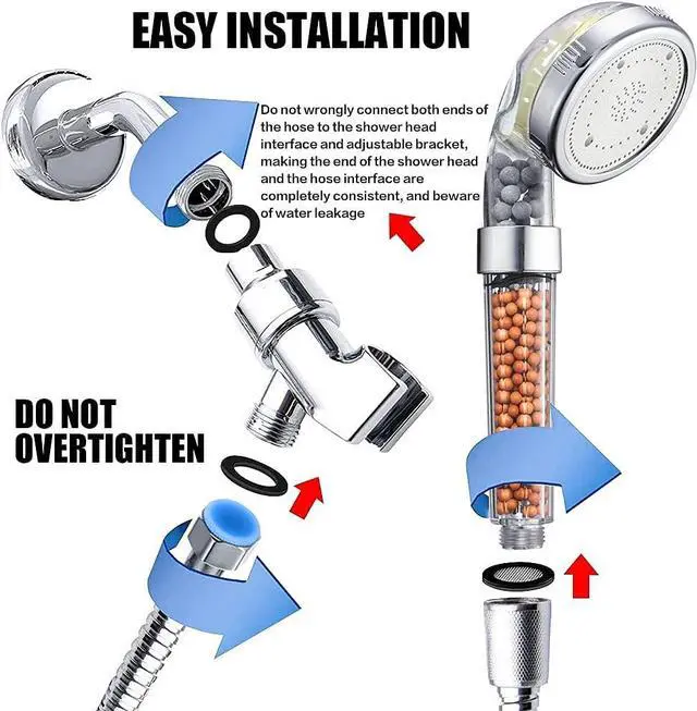 Alt view image 6 of 7 - Nosame? Led Shower Head with Hose and Bracket Filter Filtration High Pressure Water Saving 7 Colors Automatically No Batteries Needed Spray Handheld Showerheads 1.6 GPM for Dry Skin & Hair