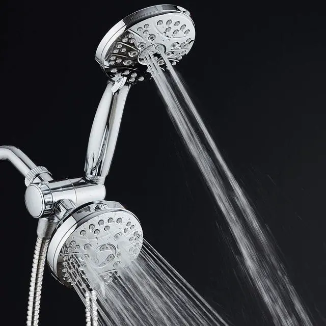 Alt view image 5 of 7 - High Pressure 48-mode Luxury 3-way Combo  Dual Rain & Handheld Shower Head  Extra Long 6 Foot Stainless Steel Hose  Extra Large Face  Anti Clog Jets  All Chrome Finish  Top US Brand