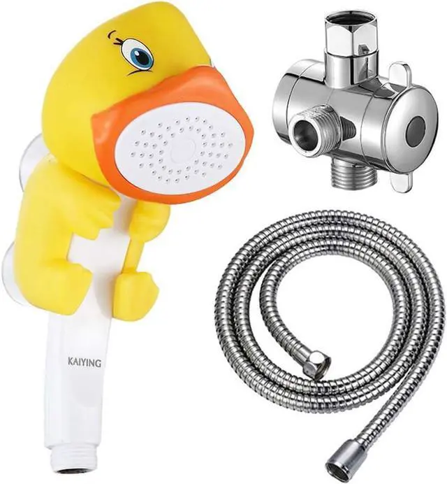 Main image of KAIYING Children's Handheld Shower Head,Cartoon Water Flow Spray Shower Head Baby Kids Toddler Bath Bathing Accessories (I :Showerhead(Duckie)+Hose+Diverter)