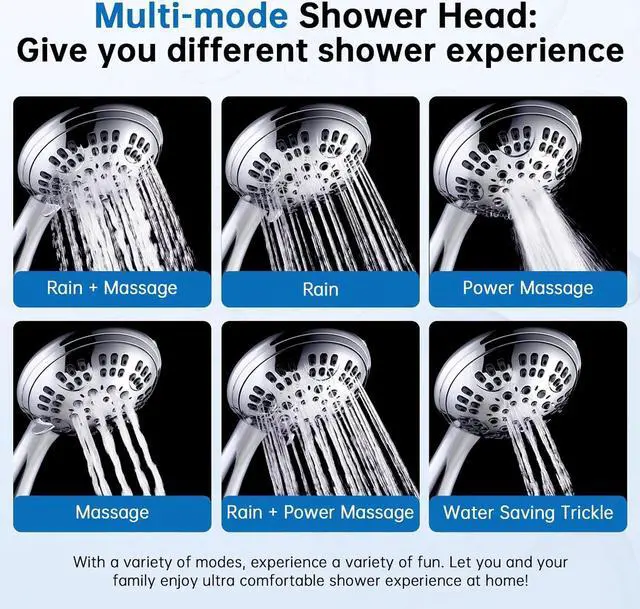 Alt view image 5 of 7 - G-Promise Luxury Filtered Handheld Shower Head, 6 Spray Settings Shower Set with Effective Filter of 2 Cartridges, Adjustable Metal Bracket, Extra Long Stretchable Hose, Chrome (Chrome with Filter)