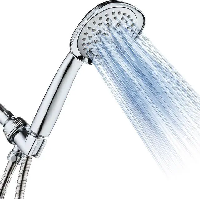 Main image of AquaDance, Chrome Luxury Square 6-setting High-Pressure Hand Extra-Long 72" Stainless Steel Hose, Bracket, Solid Brass Fittings, Finish. Premium Handheld Shower Head from Top American