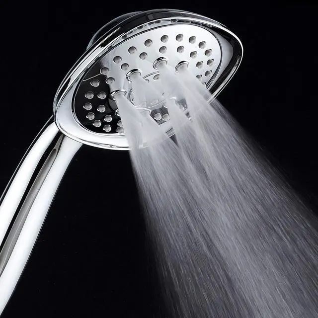 Alt view image 6 of 7 - AquaDance, Chrome Luxury Square 6-setting High-Pressure Hand Extra-Long 72" Stainless Steel Hose, Bracket, Solid Brass Fittings, Finish. Premium Handheld Shower Head from Top American