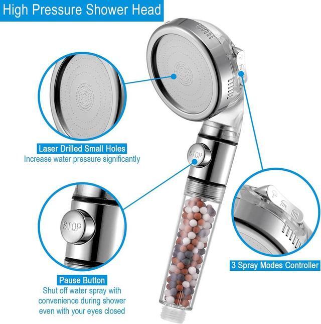 Alt view image 6 of 7 - High Pressure Handheld Shower Head with Filter, Shower Head Kits with Hose and Bracket, Hard Water Softener Water Purifying Filtered Showerheads with Filter Beads