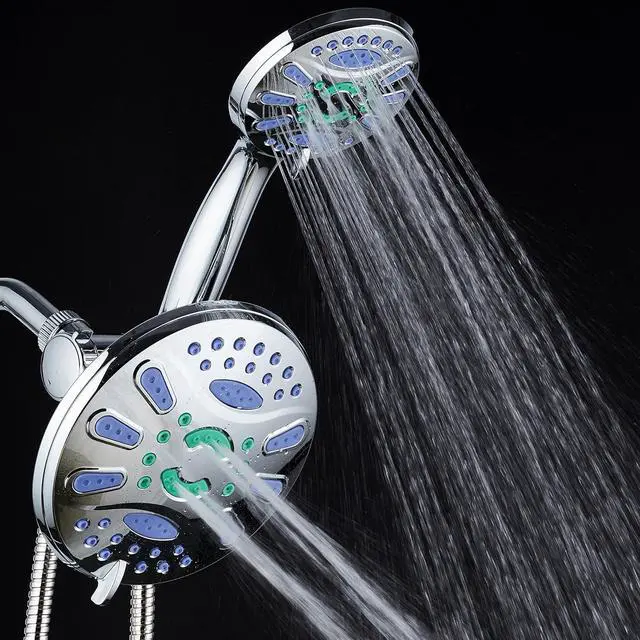 Alt view image 5 of 7 - AquaStar Elite 3-in-1 High-Pressure 48-mode 7" Shower Head Combo with Microban Anti-Clog Jets for More Power & Less Cleaning! Extra-Long 5 ft. Stainless Steel Hose. All Chrome Finish