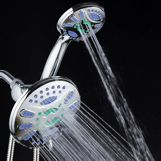 Alt view image 6 of 7 - AquaStar Elite 3-in-1 High-Pressure 48-mode 7" Shower Head Combo with Microban Anti-Clog Jets for More Power & Less Cleaning! Extra-Long 5 ft. Stainless Steel Hose. All Chrome Finish