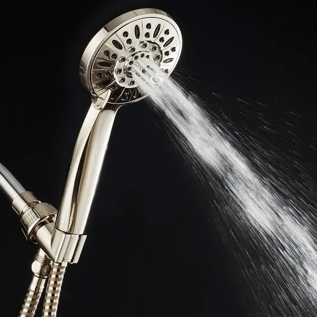 Alt view image 3 of 6 - AquaDance High Pressure 6-Setting Hand Held Shower Head with Extra-Long 6 Foot Hose & Bracket  Anti-Clog Nozzles - USA Standard Certified - Top U.S. Brand - ALL BRUSHED NICKEL