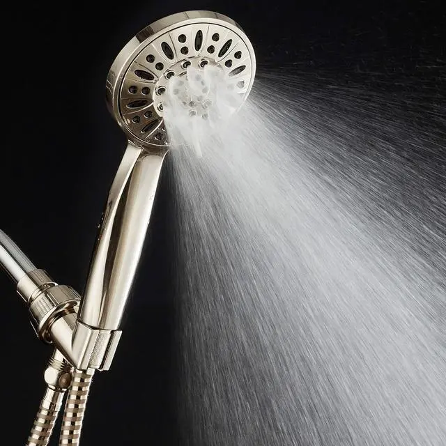 Alt view image 5 of 6 - AquaDance High Pressure 6-Setting Hand Held Shower Head with Extra-Long 6 Foot Hose & Bracket  Anti-Clog Nozzles - USA Standard Certified - Top U.S. Brand - ALL BRUSHED NICKEL