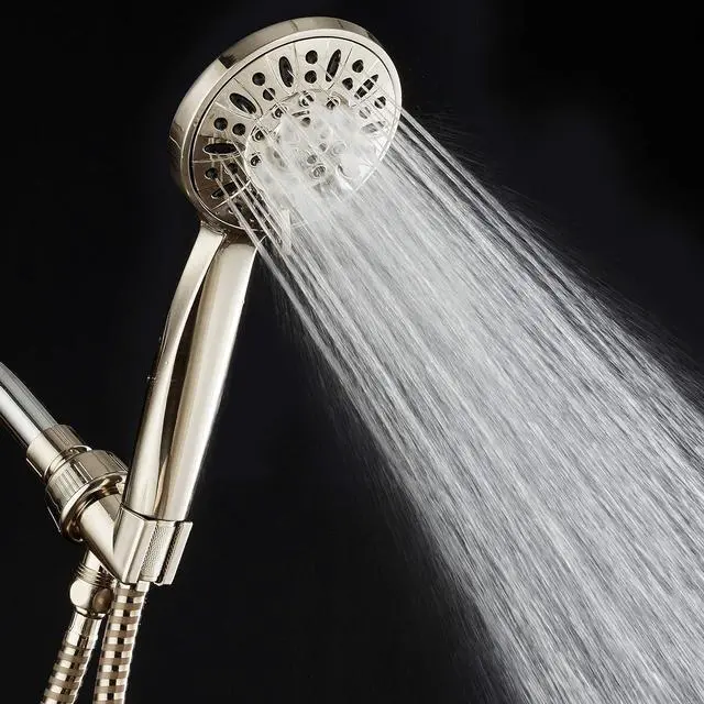 Alt view image 6 of 6 - AquaDance High Pressure 6-Setting Hand Held Shower Head with Extra-Long 6 Foot Hose & Bracket  Anti-Clog Nozzles - USA Standard Certified - Top U.S. Brand - ALL BRUSHED NICKEL