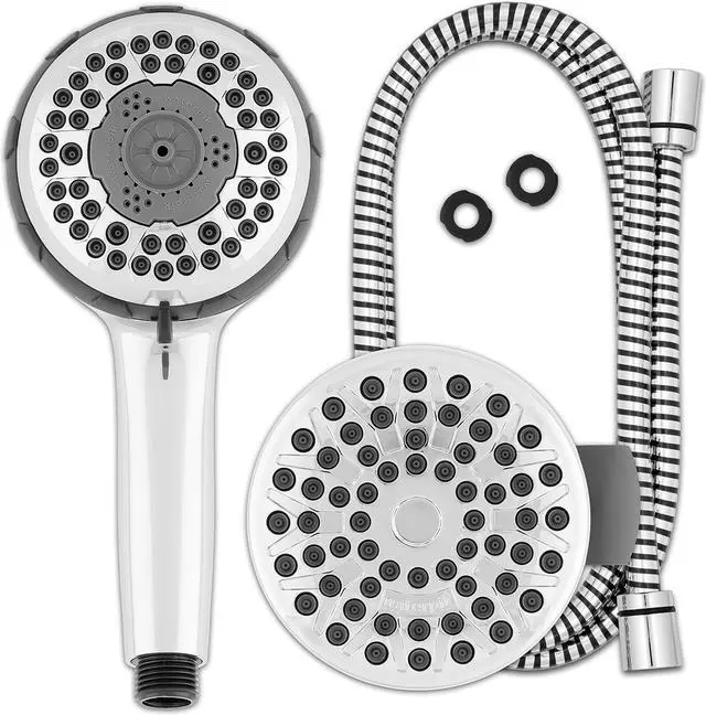 Alt view image 5 of 7 - Waterpik Power Spray Dual 2-in-1 Shower System With Rain Shower Head and 8-Mode Hand Held Shower Head, Plastic, Chrome VIC-133E-NSP-853E