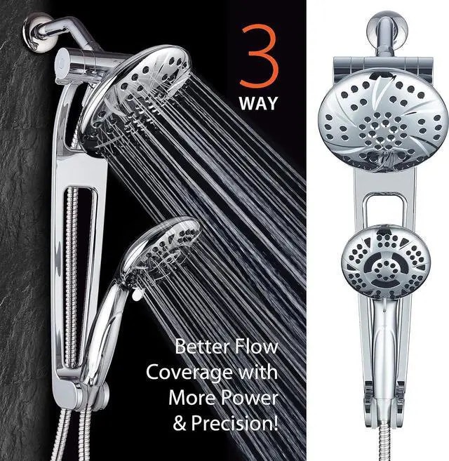 Alt view image 3 of 7 - AquaDance Chrome AQUABAR High-Pressure 3-Way Spa Combo with Adjustable 18" Extension Arm for Easy Reach & Mobility Enjoy Luxury 6" Rain & Handheld Shower Head Separately or Together Finish