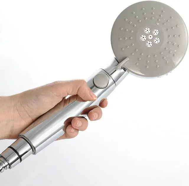 Alt view image 2 of 7 - Elderly Handheld Shower Head Designed For Disabled Pregnant Woman Gravidas With 79-Inch Hose Suciton Cup Holder Bracket Home Care Control Button Convenient Push Button Chrome