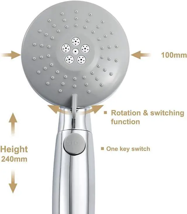 Alt view image 3 of 7 - Elderly Handheld Shower Head Designed For Disabled Pregnant Woman Gravidas With 79-Inch Hose Suciton Cup Holder Bracket Home Care Control Button Convenient Push Button Chrome