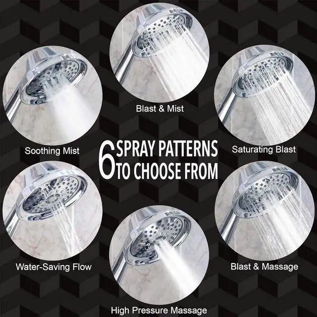 Alt view image 2 of 7 - Aqua Elegante Shower Head - Massage & Mist Handheld Shower Kit, Chrome & California Certified, 3 Unique Settings, Self-Cleaning Nozzles, BPA Free, 1.8 GPM, Adjustable Rainfall Spray