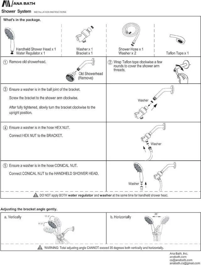 Alt view image 5 of 6 - 5-Inch 5-Function High Pressure Handheld Shower Head with Solid Brass Angle-Adjustable Overhead Mount/Extra Long Flexible 8-ft Stainless Steel Hose - Chrome (MSS501024CP)