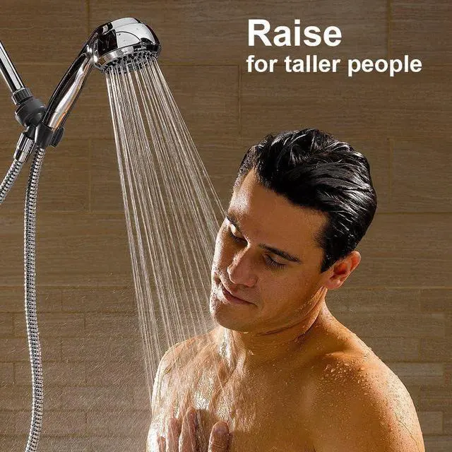 Alt view image 7 of 7 - Waterpik Adjustable Shower Head with Handheld Spray with 5-Foot Hose, Features Dual Position Height Select Bracket, 7 Spray Modes, Chrome Finish, NSE-753E