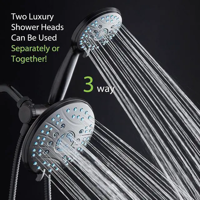 Alt view image 2 of 7 - Hotel Spa AquaCare As-Seen-On-TV High Pressure 50-mode Rain & Handheld 3-way Shower Head Combo - Anti-clog Nozzles/Tub, Tile & Pet Power Wash/Extra Long 6 ft. Stainless Steel Hose/ORB Bronze Finish
