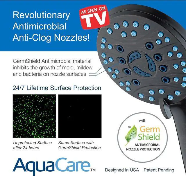 Alt view image 5 of 7 - Hotel Spa AquaCare As-Seen-On-TV High Pressure 50-mode Rain & Handheld 3-way Shower Head Combo - Anti-clog Nozzles/Tub, Tile & Pet Power Wash/Extra Long 6 ft. Stainless Steel Hose/ORB Bronze Finish