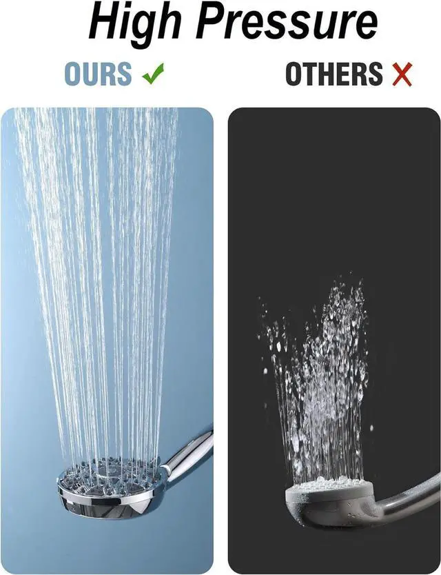 Alt view image 4 of 7 - Shower Head With Handheld 7 Settings High Pressure, Built-in Power Wash to Clear Tub, Tile & Pets, 5" High Powerful Hand Held Rain Showerhead with Stainless Steel Hose and Adjustable Bracket