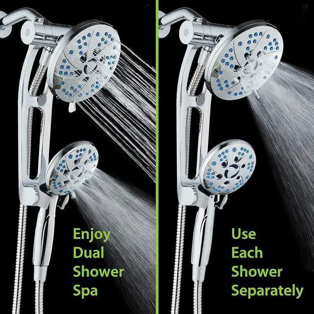 Alt view image 4 of 7 - Hotel Spa AquaCare Spa Station High Pressure 48-mode Rain & Handheld 3-way Shower Head Combo with Adjustable Arm - Anti-clog Nozzles, Extra-long 6 ft Stainless Steel Hose/All Chrome Finish