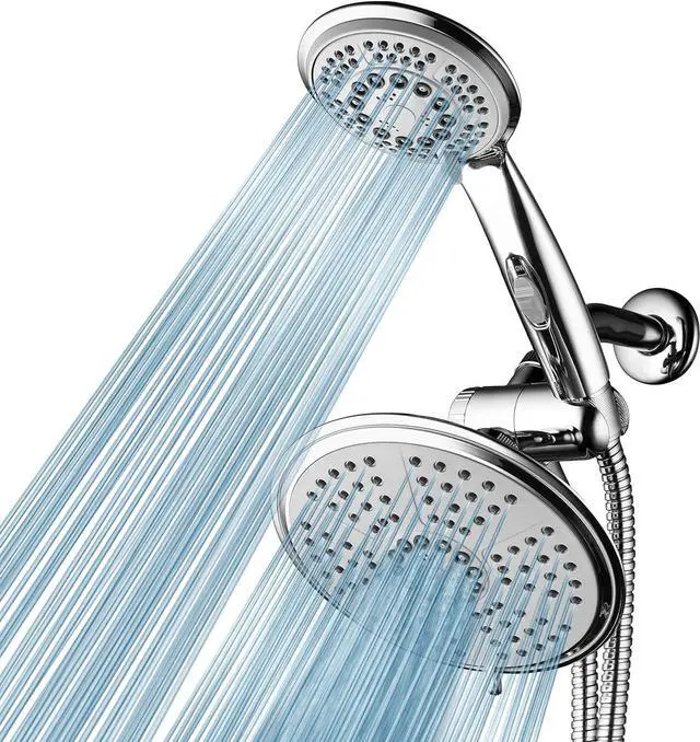 Main image of HotelSpa High-Pressure Ultra Luxury Rainfall Combo  Giant 7-inch 5-mode Head, 6-mode Hand Shower with ON/OFF Pause Switch, Water Diverter, Stainless Steel Hose  Top American Brand  Chrome Finish