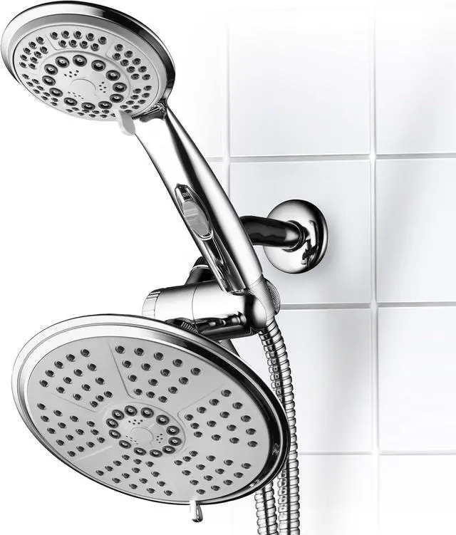 Alt view image 2 of 7 - HotelSpa High-Pressure Ultra Luxury Rainfall Combo  Giant 7-inch 5-mode Head, 6-mode Hand Shower with ON/OFF Pause Switch, Water Diverter, Stainless Steel Hose  Top American Brand  Chrome Finish