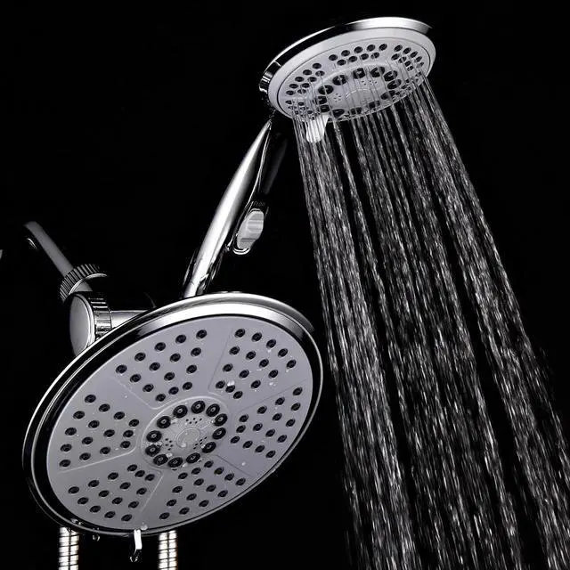 Alt view image 3 of 7 - HotelSpa High-Pressure Ultra Luxury Rainfall Combo  Giant 7-inch 5-mode Head, 6-mode Hand Shower with ON/OFF Pause Switch, Water Diverter, Stainless Steel Hose  Top American Brand  Chrome Finish