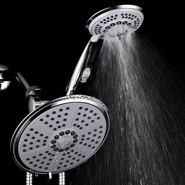 Alt view image 7 of 7 - HotelSpa High-Pressure Ultra Luxury Rainfall Combo  Giant 7-inch 5-mode Head, 6-mode Hand Shower with ON/OFF Pause Switch, Water Diverter, Stainless Steel Hose  Top American Brand  Chrome Finish