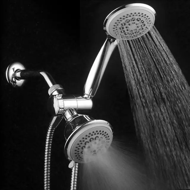 Alt view image 4 of 6 - DreamSpa 36-setting 3-way Shower Head  Removable Shower Wand and Fixed Shower Combination  5-foot Flexible Steel Hose, Tool-Free Installation, Gray Face, Chrome Finish