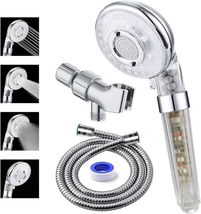 Main image of PRUGNA Filter Shower Head with Hose and Shower Arm Bracket, High Pressure & Water Saving Handheld Shower, 3-Settings and Water Stop Mode Filter Showerhead for Dry Hair & Skin SPA