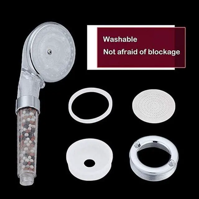 Alt view image 4 of 6 - PRUGNA Filter Shower Head with Hose and Shower Arm Bracket, High Pressure & Water Saving Handheld Shower, 3-Settings and Water Stop Mode Filter Showerhead for Dry Hair & Skin SPA