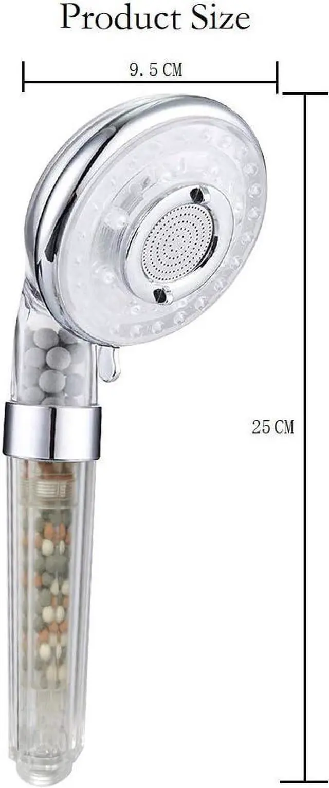 Alt view image 6 of 6 - PRUGNA Filter Shower Head with Hose and Shower Arm Bracket, High Pressure & Water Saving Handheld Shower, 3-Settings and Water Stop Mode Filter Showerhead for Dry Hair & Skin SPA