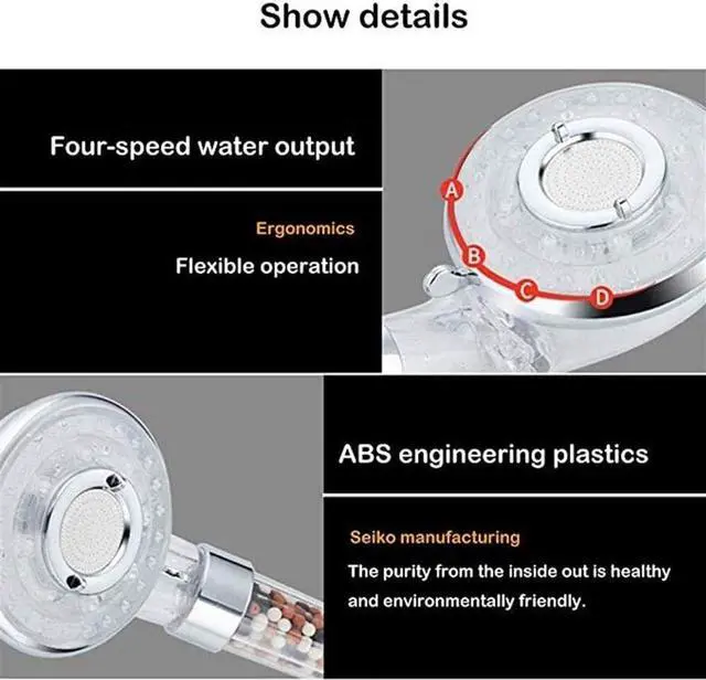 Alt view image 5 of 6 - PRUGNA Filter Shower Head with Hose and Shower Arm Bracket, High Pressure & Water Saving Handheld Shower, 3-Settings and Water Stop Mode Filter Showerhead for Dry Hair & Skin SPA