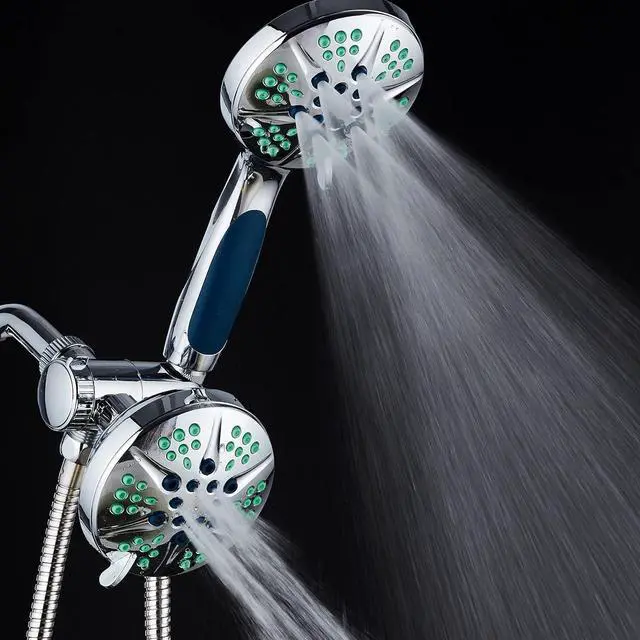 Alt view image 5 of 5 - HOTEL SPA  Anti-Clog Shower Heads with Handheld Spray-High Pressure Shower Head - 4.3 Inch Showerhead, 4.3 Inch Handheld Shower Head - 3-in-1, 48-Setting Shower Heads 5 Foot Shower Hose (Chrome)