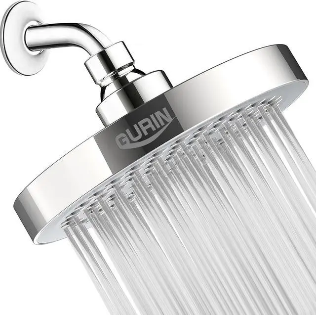 Main image of GURIN Shower Head High Pressure Rain, Luxury Bathroom Showerhead with Chrome Plated Finish, Adjustable Angles, Anti-Clogging Silicone Nozzles (2.5 GPM)