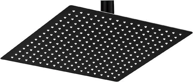 Main image of BESy 12 Inch Rain Shower Head, 12" Square Rainfall & High Pressure Stainless Steel Bath Showerhead, 1/16" Ultra Thin, Waterfall Full Body Coverage with Silicone Nozzle, Matte Black Finish