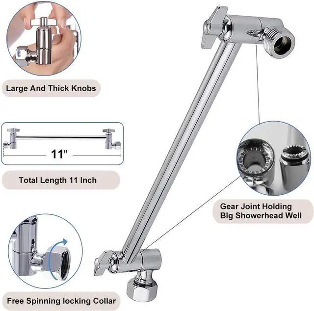 Alt view image 4 of 7 - HarJue High Pressure Large Stainless Steel Square Rain ShowerHead With Shower Arm Waterfall Full Body Coverage Easy to Clean and Install (12 Inch With Arm, Chrome Finish)