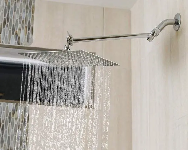 Alt view image 7 of 7 - HarJue High Pressure Large Stainless Steel Square Rain ShowerHead With Shower Arm Waterfall Full Body Coverage Easy to Clean and Install (12 Inch With Arm, Chrome Finish)