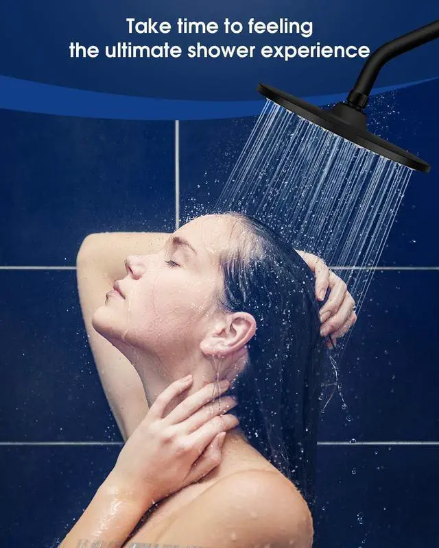 Alt view image 7 of 7 - Rain Shower Head VMASSTONE 9In High Pressure Showerhead - Tool Free Installation- with Large Spray Surfaces and 200 Nozzles for Delicate and Unstimulate Shower Experience (EM-001 Matte Black/Black)