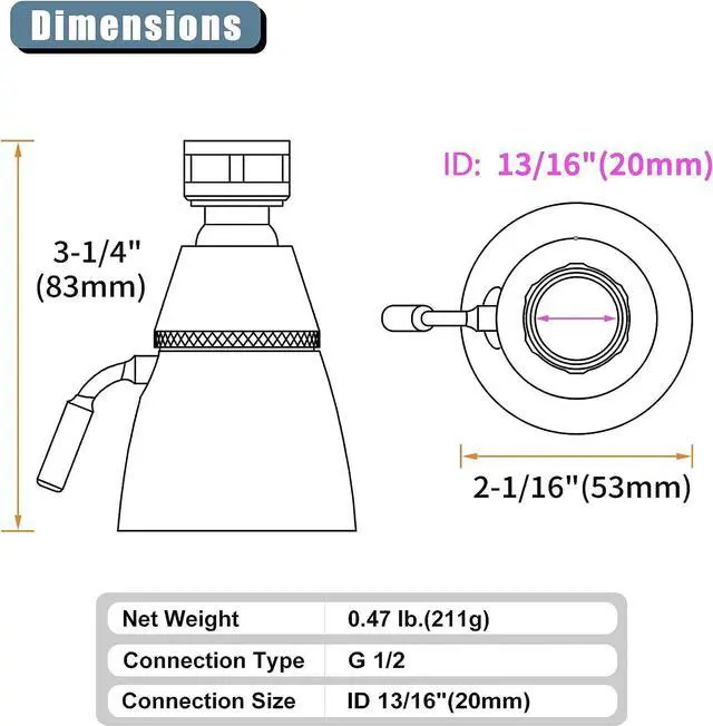 Alt view image 2 of 7 - Angle Simple High Flow Shower Head, Brass Swivel Joint Adjustable Shower Sprayer, G 1/2, Chrome