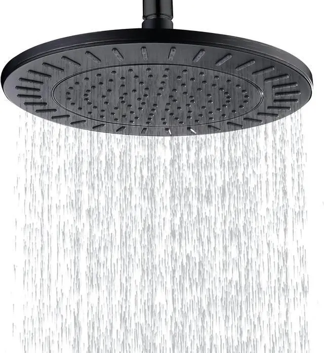 Main image of BRIGHT SHOWERS Rain Shower Head, 9 Inch High Pressure Waterfall Showerhead with Adjustable Angle and Anti-clogging Silicone Nozzles, Luxury Bathroom Overhead Shower, Oil-Rubbed Bronze
