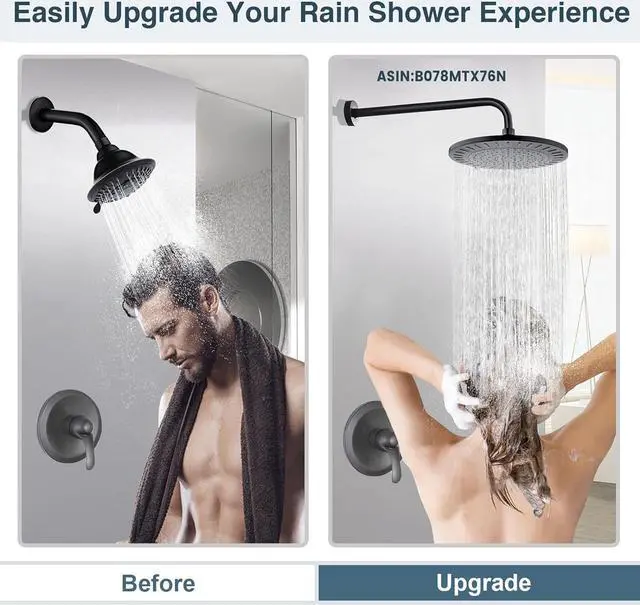 Alt view image 4 of 7 - BRIGHT SHOWERS Rain Shower Head, 9 Inch High Pressure Waterfall Showerhead with Adjustable Angle and Anti-clogging Silicone Nozzles, Luxury Bathroom Overhead Shower, Oil-Rubbed Bronze