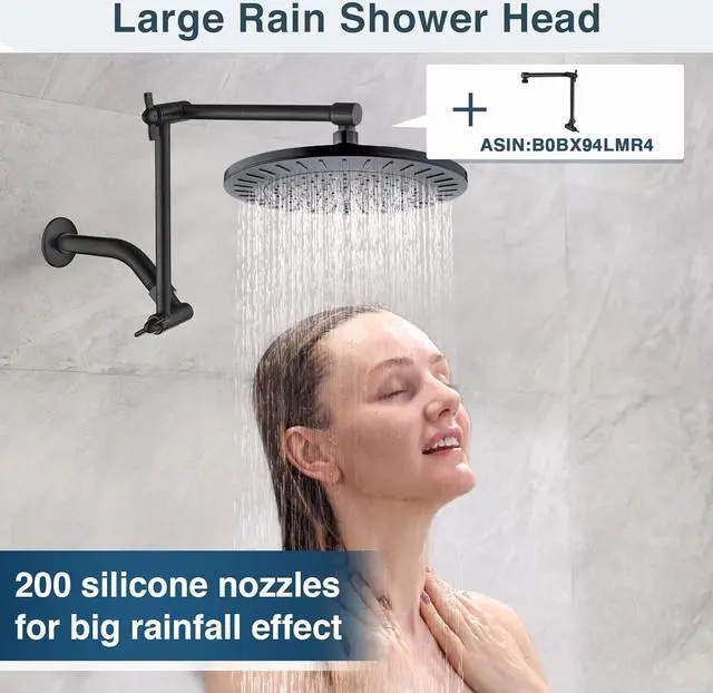 Alt view image 5 of 7 - BRIGHT SHOWERS Rain Shower Head, 9 Inch High Pressure Waterfall Showerhead with Adjustable Angle and Anti-clogging Silicone Nozzles, Luxury Bathroom Overhead Shower, Oil-Rubbed Bronze